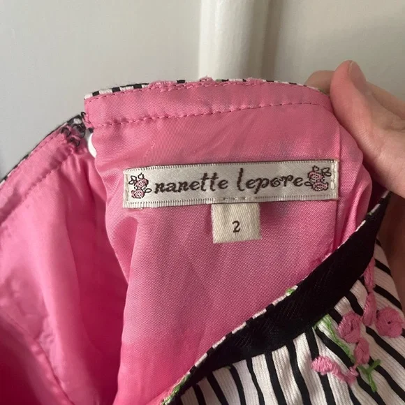 Nanette Lepore Embroidered Floral Striped Mini Skirt - Picture 4 of 7